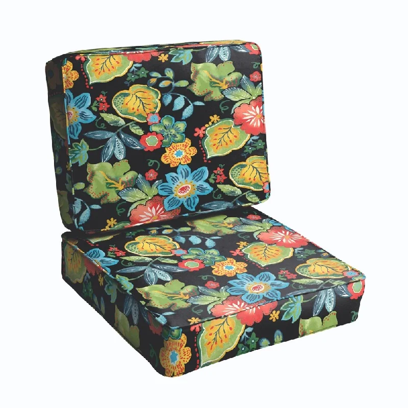 Reduced Prices Black Tropical 23.5-inch Indoor/ Outdoor Corded Chair Cushion Set