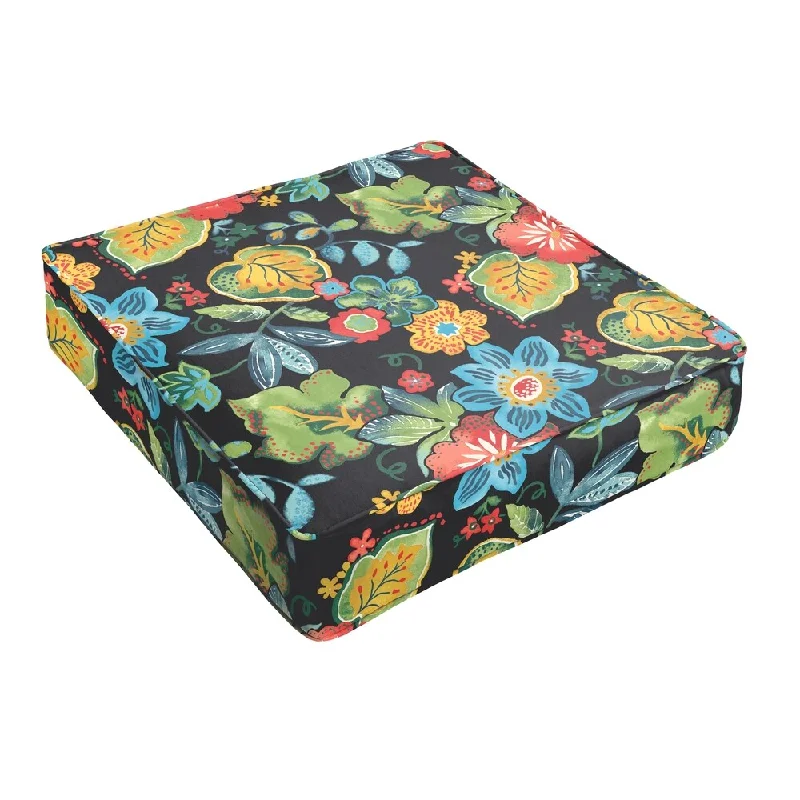 Bargain Prices Black Tropical Indoor/ Outdoor Square Cushion - Corded