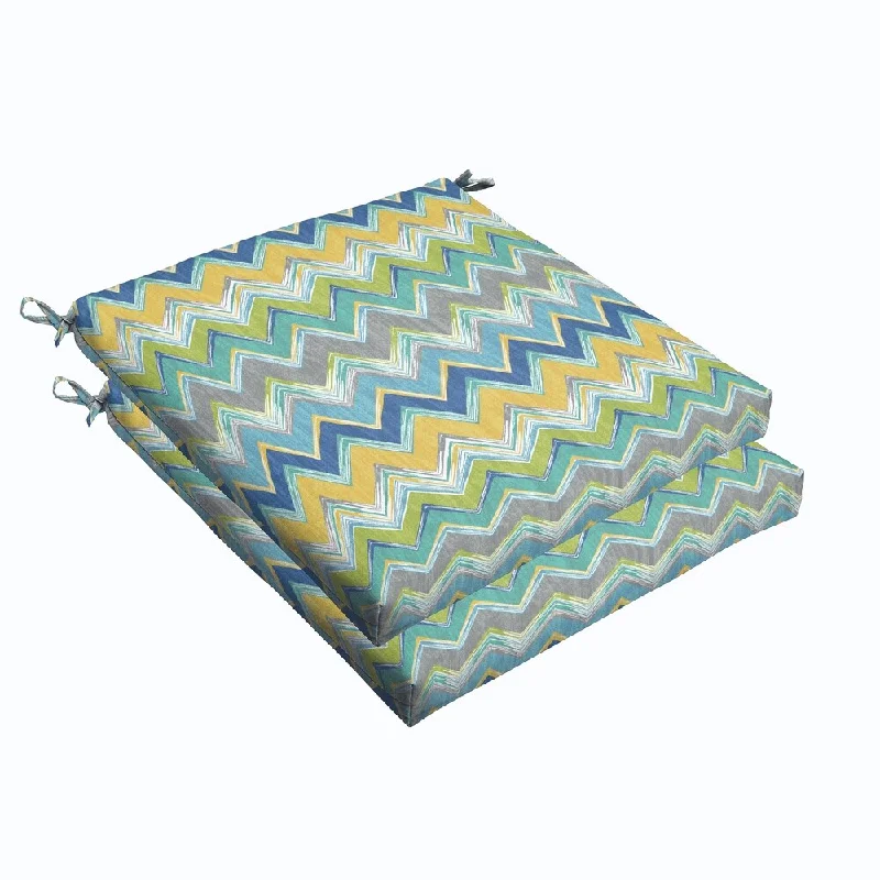 Incredible Offers Blue Chevron 20 x 2.5-inch Chair Cushion - Bristol (Set of 2)