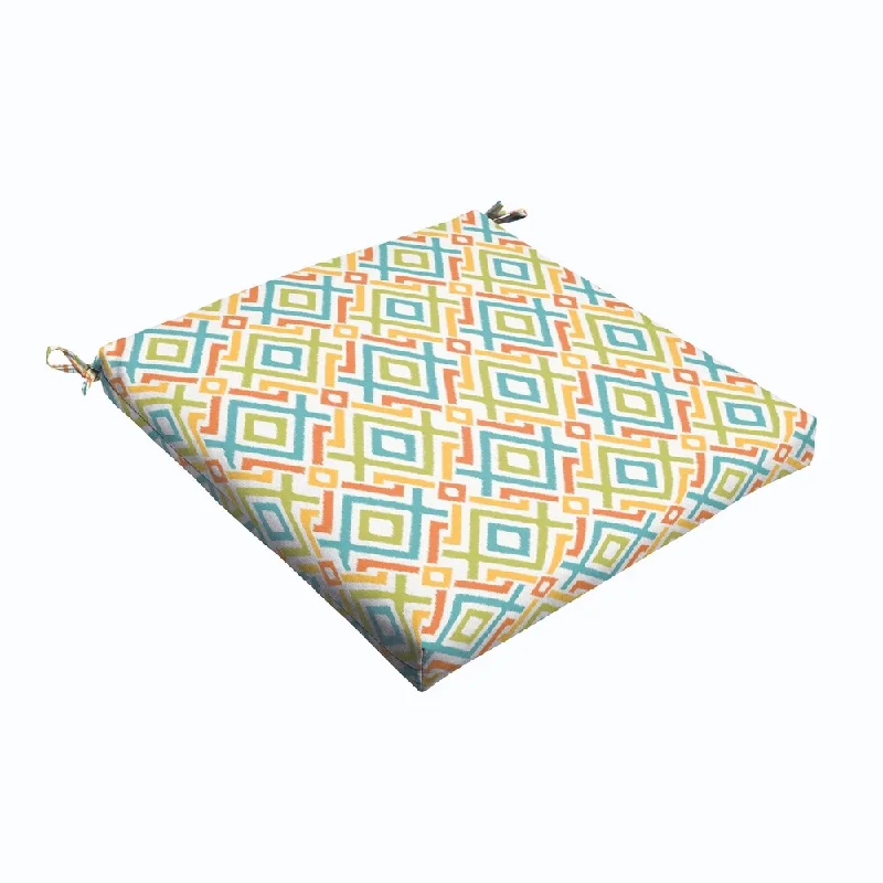 Major Savings Blue Green Geometric 19 x 2.5-inch Chair Cushion - Bristol