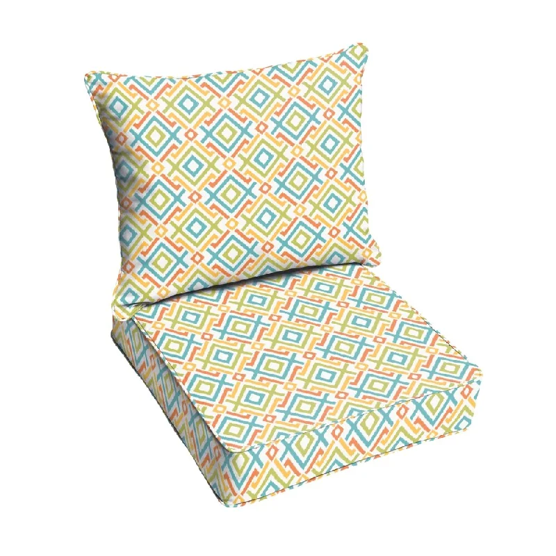 Best Bargains Blue Green Geometric Indoor/ Outdoor Corded Chair Cushion And Pillow Set Best Bargains Blue Green Geometric Indoor/ Outdoor Corded Chair Cushion And Pillow Set