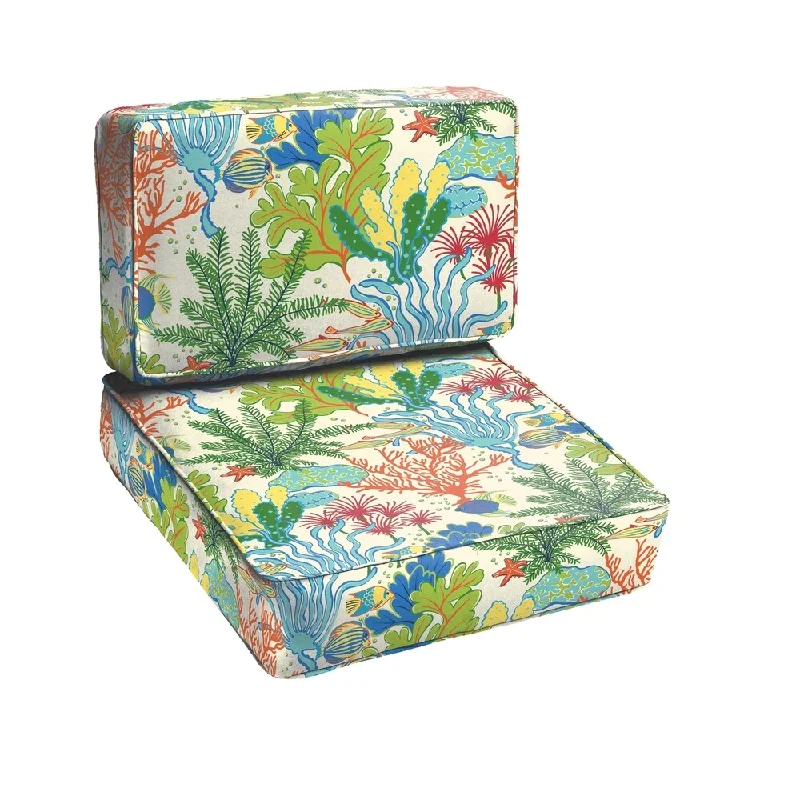 Shop and Save Blue Green Seascape 2-piece Indoor/ Outdoor Cushion Set
