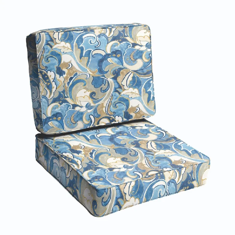 Price Drop Blue Grey Abstract 2-piece Indoor/Outdoor Cushion Set