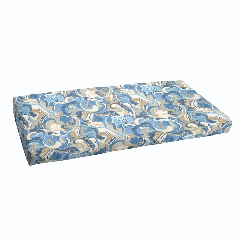 Online Only Blue Grey Abstract Indoor/ Outdoor Bristol Bench Cushion