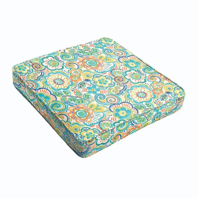 Take Advantage Blue Rio Floral Square Cushion - Corded