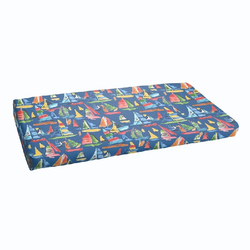 Holiday Sale Blue Sailboats Indoor/ Outdoor Bristol Bench Cushion