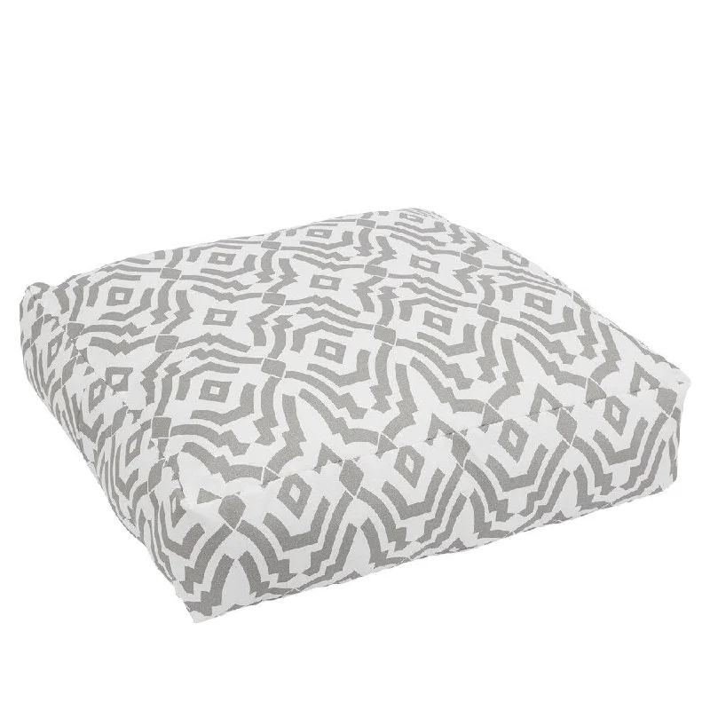 Crazy Deals Callaway Grey Geometric Indoor/ Outdoor 26 Inch Knife Edge Floor Pouf