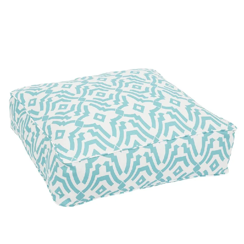 Flash Sale Callaway II Aqua Geometric Indoor/ Outdoor 26 Inch Corded Floor Pouf