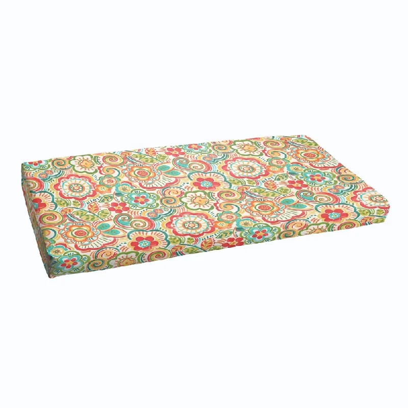 Price Rollback Coral and Orange Rio Floral Indoor/ Outdoor Bristol Bench Cushion