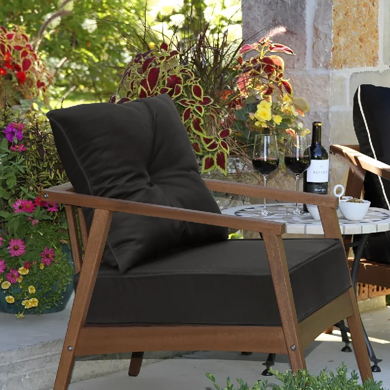 Online Only Ebony Outdoor Deep Seat Cushion 24 x 24 in Solid Black - 24" x 24" x 5.5"