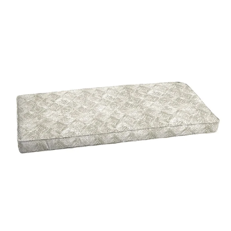 Act Now Fellows Grey and White Indoor/ Outdoor 48-inch Corded Bench Cushion