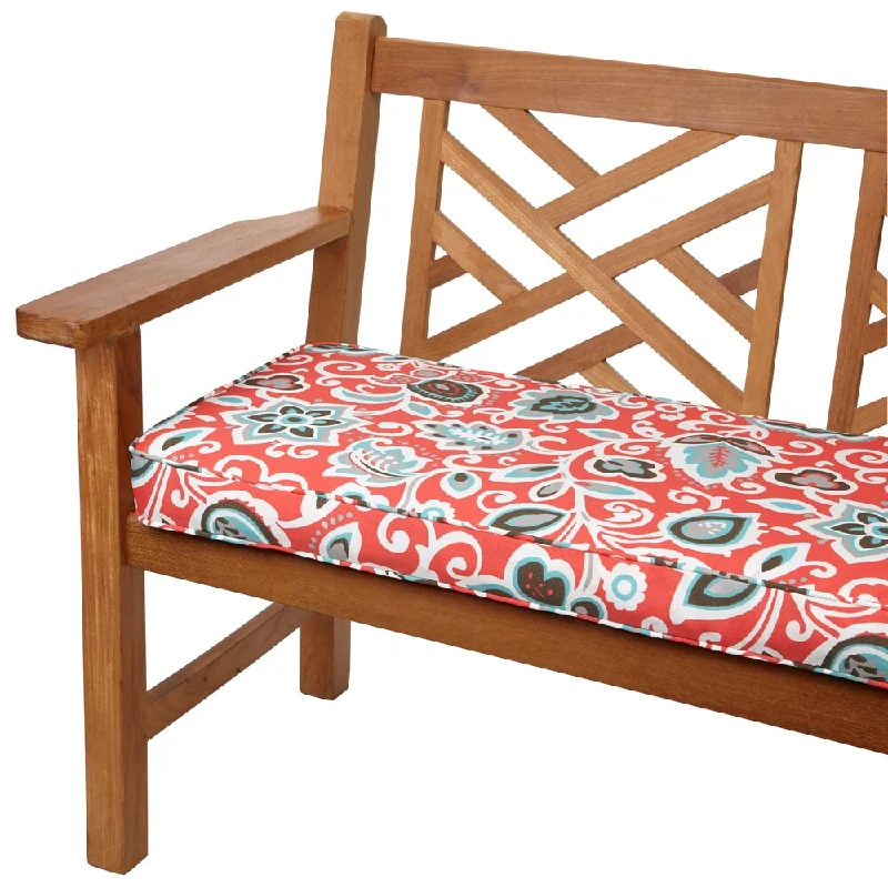 Closeout Floral Coral 48-inch Indoor/ Outdoor Corded Bench Cushion