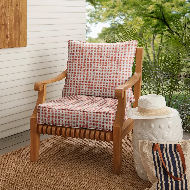 Discount Extravaganza Geometric Coral Deep Seating Corded Chair Pillow and Cushion Set by Havenside Home - 23 in x 25 in x 5 in