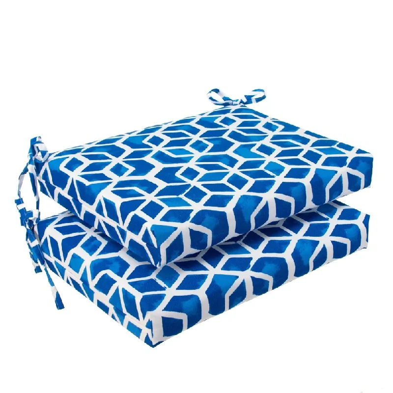 Price Cut Glasgow Blue Geometric Seat Square Cushion (Set of 2) by Havenside Home