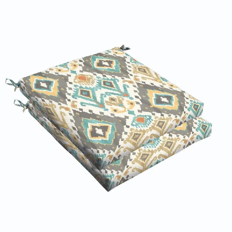 Inventory Reduction Grey Aqua Ikat 19 x 2.5-inch Chair Cushion - Bristol (Set of 2) Inventory Reduction Grey Aqua Ikat 19 x 2.5-inch Chair Cushion - Bristol (Set of 2)