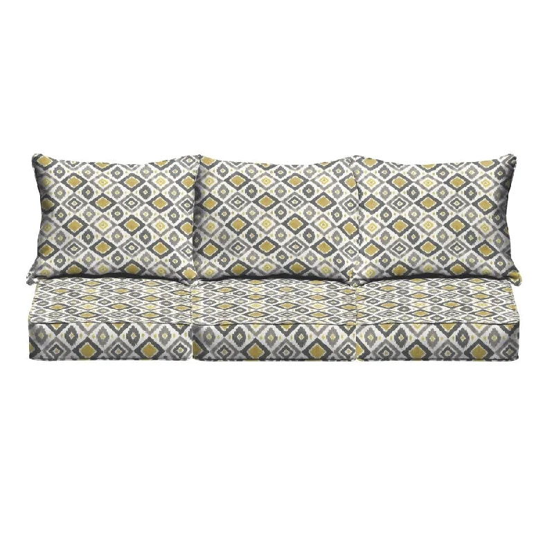 Incredible Offers Grey/ Gold Diamonds Indoor/ Outdoor Corded Sofa Cushion Set
