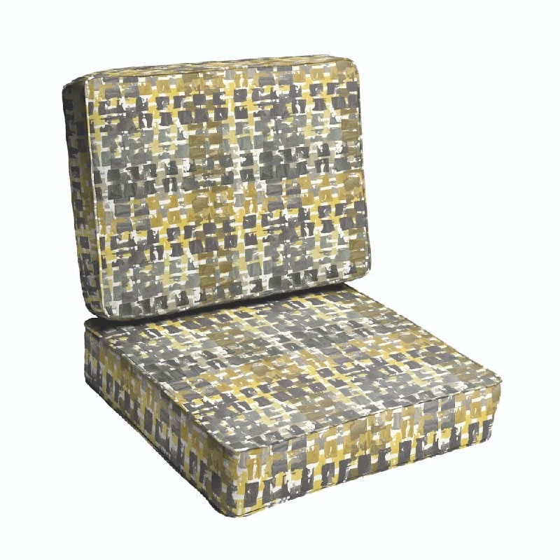 Limited Time Grey Gold Squares 23.5-inch Indoor/ Outdoor Corded Chair Cushion Set