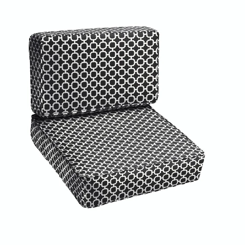 Overstock Sale Hadley II Black Chainlink Indoor/ Outdoor Corded Chair Cushion Set