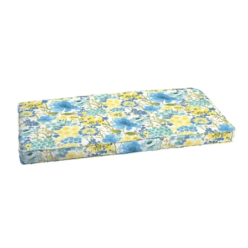 Major Savings Humble and Haute Indoor/ Outdoor Blue/ Yellow Floral Bench Cuhion