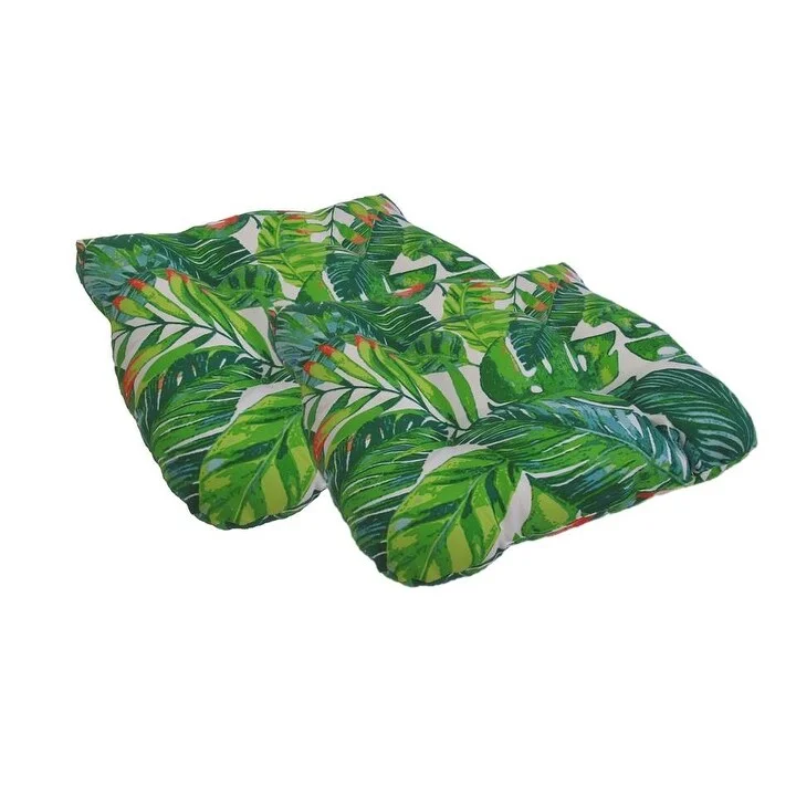 Hurry In Indoor/ Outdoor Tropical Leaves Seat Cushions (Set of 2)