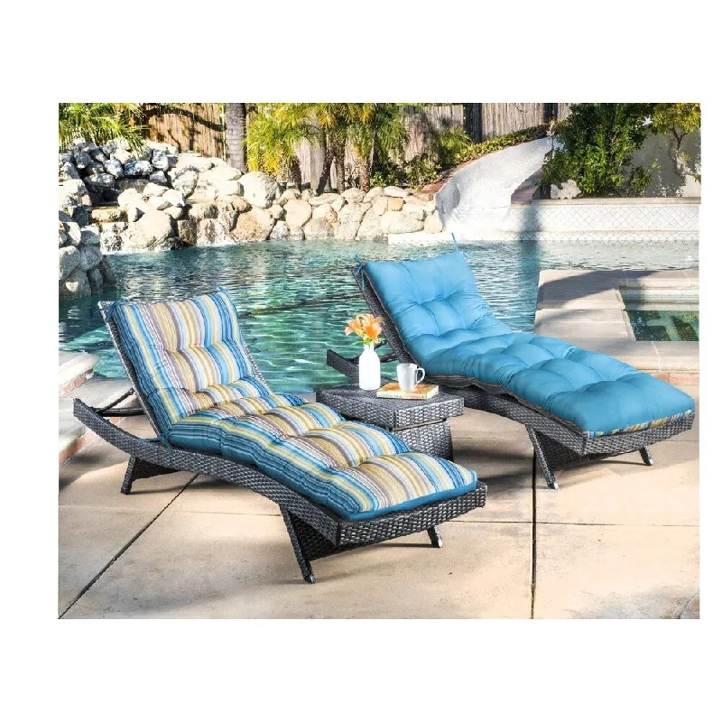 Extra Savings navy Palm Outdoor lounge chair pad