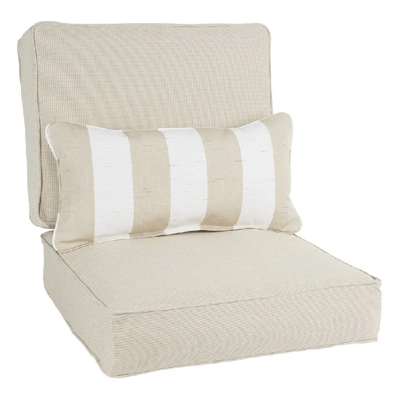 Can't Be Beat Oakley Sunbrella Solid Indoor/ Outdoor Corded Chair Cushion Set and Lumbar Pillow