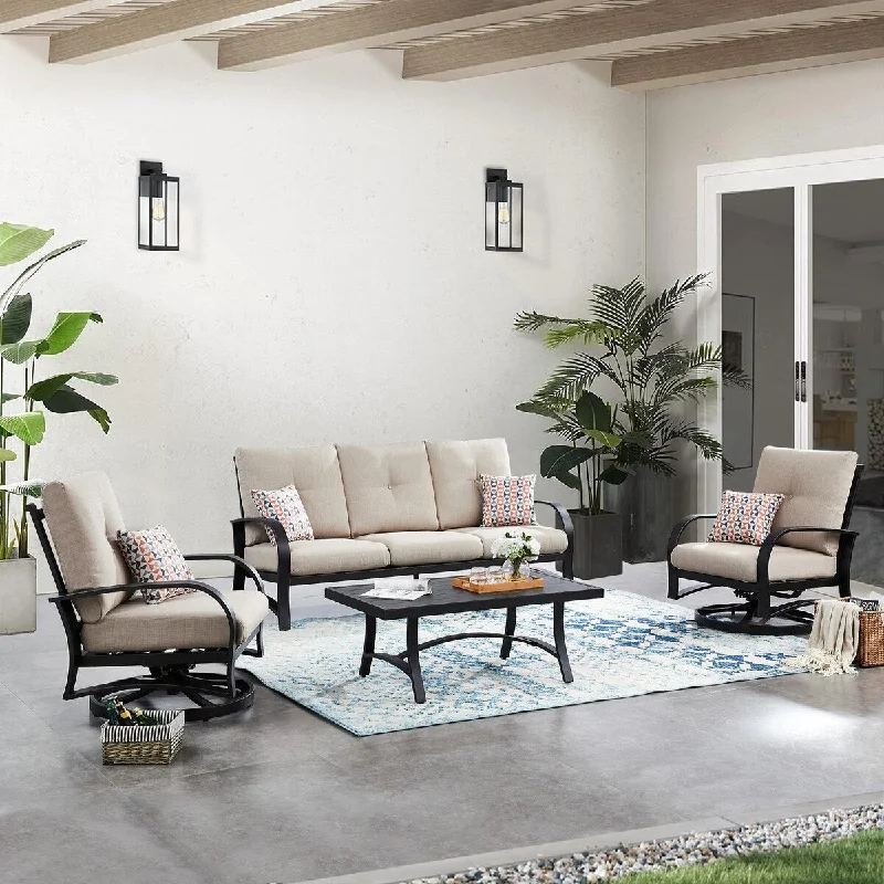 Low Prices Outdoor 4-Piece Sofa Set Patio Conversation Furniture Set