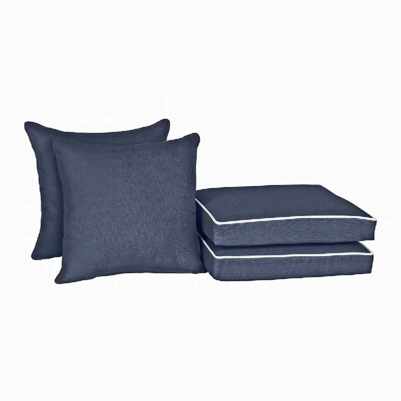 Savings Spectacular Outdoor/ Indoor 4-Piece Deluxe Dining Cushion and Pillow Set for Patio Furniture Savings Spectacular Outdoor/ Indoor 4-Piece Deluxe Dining Cushion and Pillow Set for Patio Furniture
