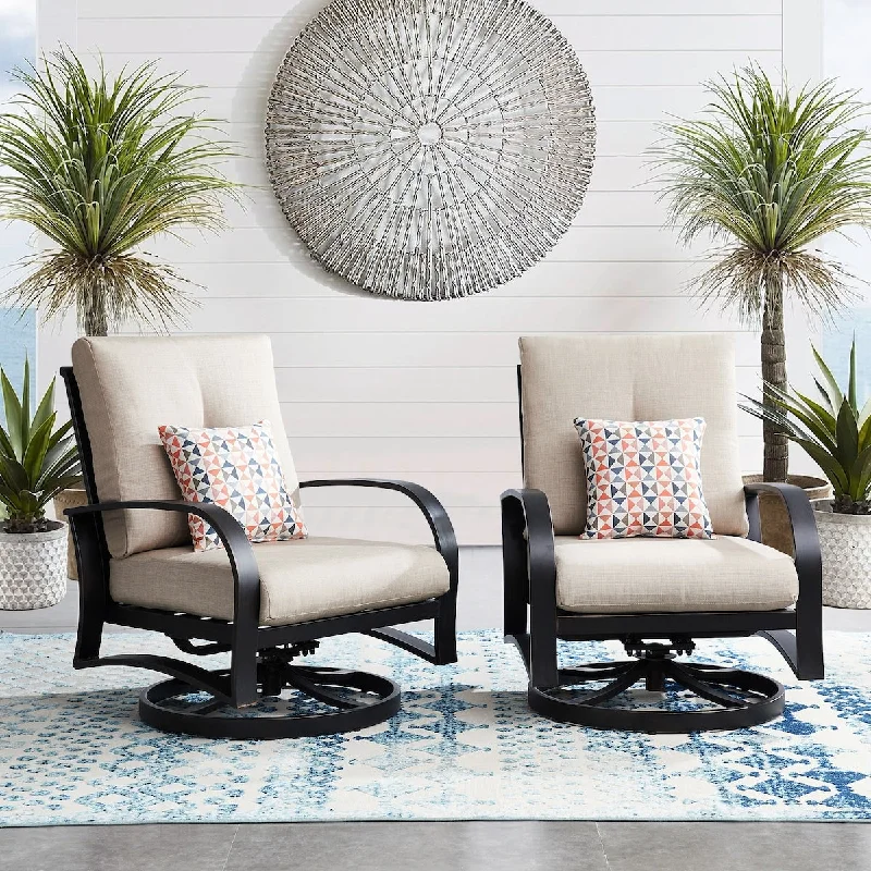 Price Drop Outdoor Swivel Chat Bistro Patio Lounger Chair Set of 2