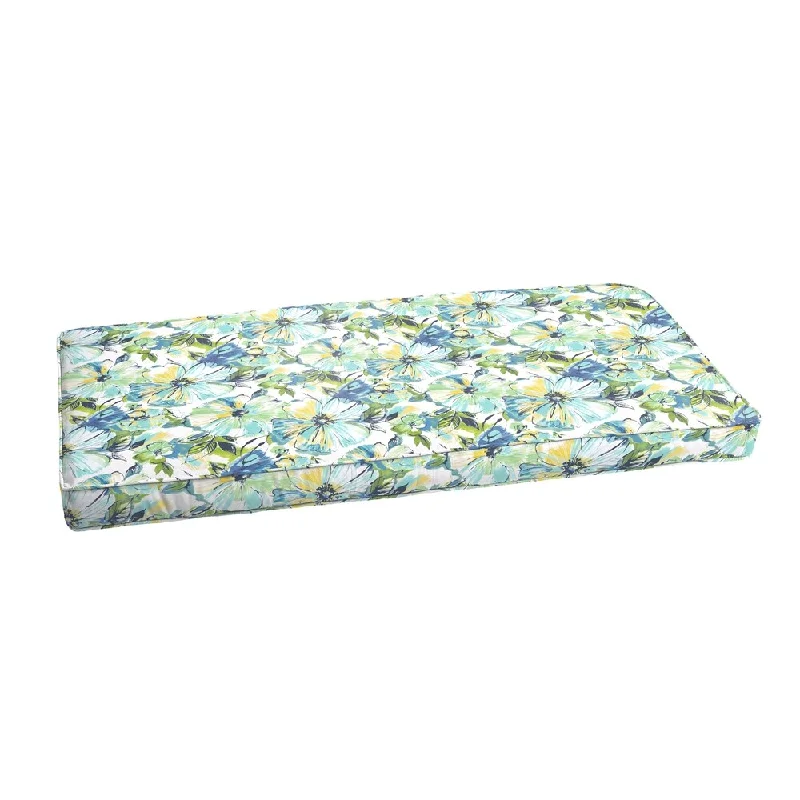 Huge Discounts Perryn Green/ Blue Floral Indoor/ Outdoor Bench Corded Cushion
