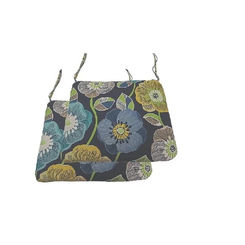 Savings Bonanza Poppies Navy Indoor/Outdoor Universal Seat Cushions, Set Of 2