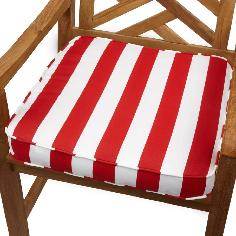 Don't Wait Red Stripe 20-inch Indoor/ Outdoor Corded Chair Cushion