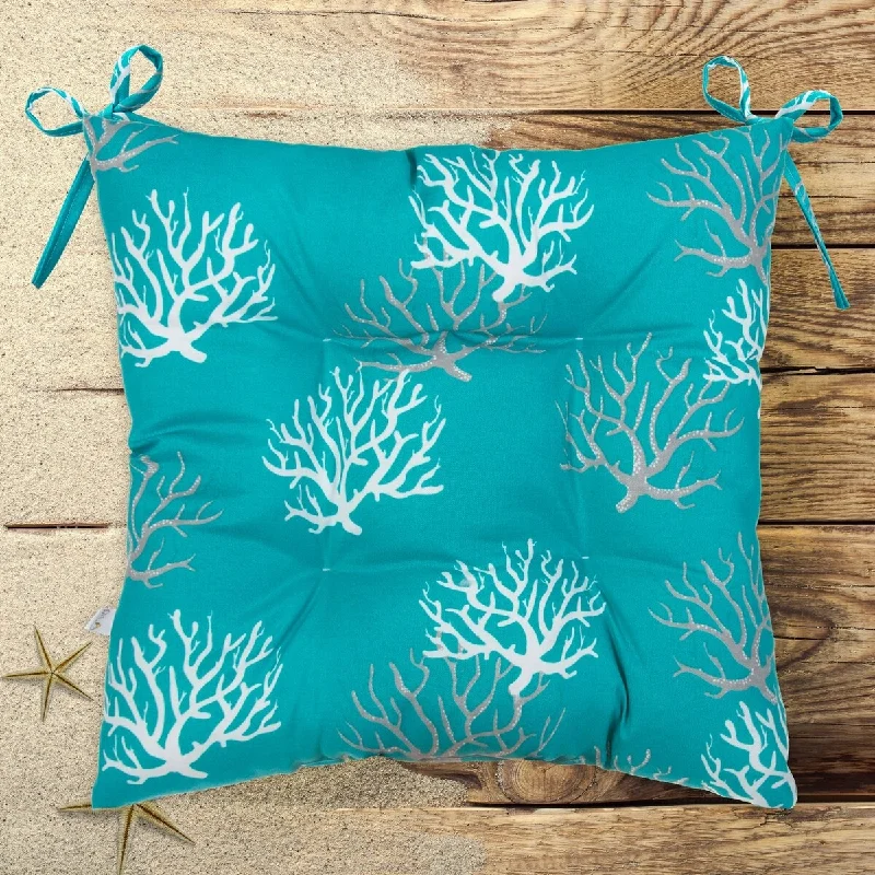 New Markdowns Reef Turquoise 20" x 20" Tufted 2 Pack Seat Cushions