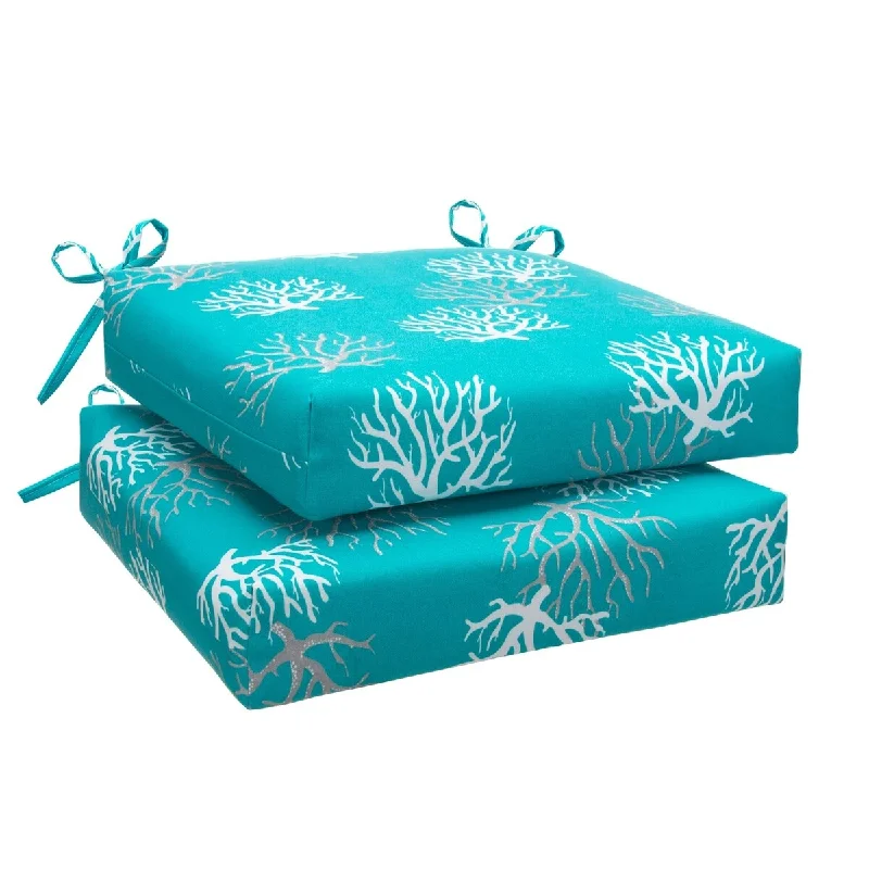 Special Discount Reef Turquoise Slab 20" x 20" 2 Pack Seat Cushions