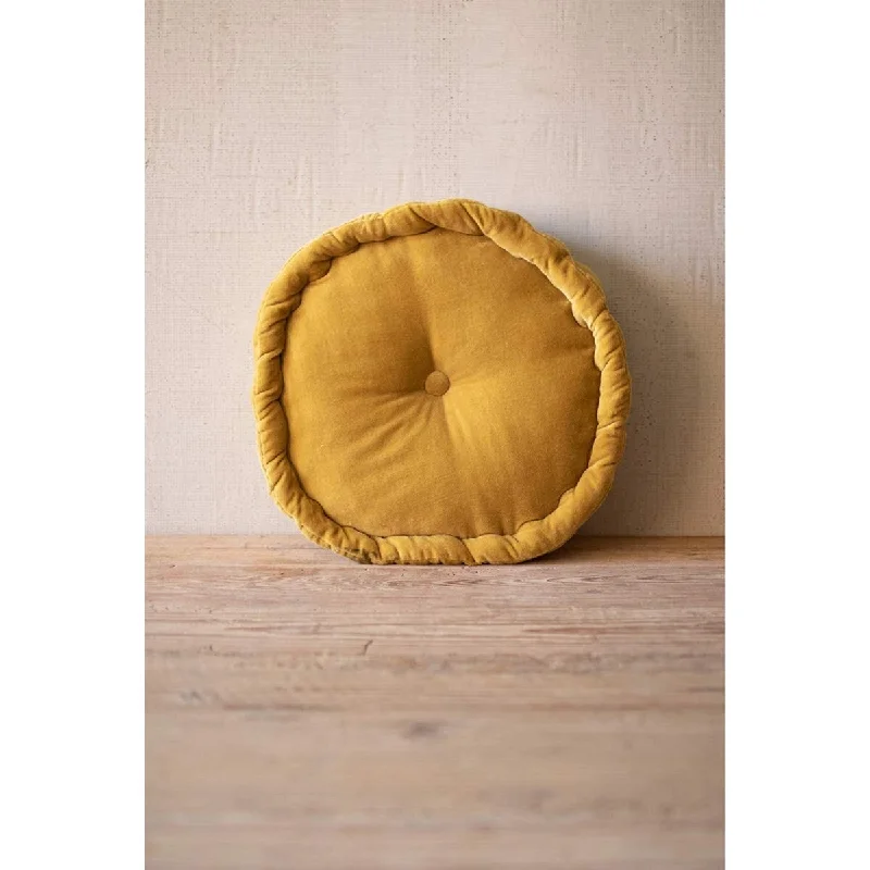 New Markdowns Round Velvet Floor Cushion - Honey - Accent Pillows - Exact Size