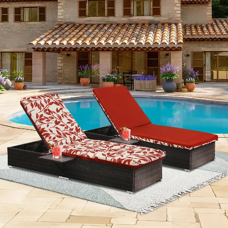 Exclusive Savings Ruby Red Outdoor Printed Leaves Lounger Cushion 22 x 71 in Red Ivory - 22" x 71" x 2.75"