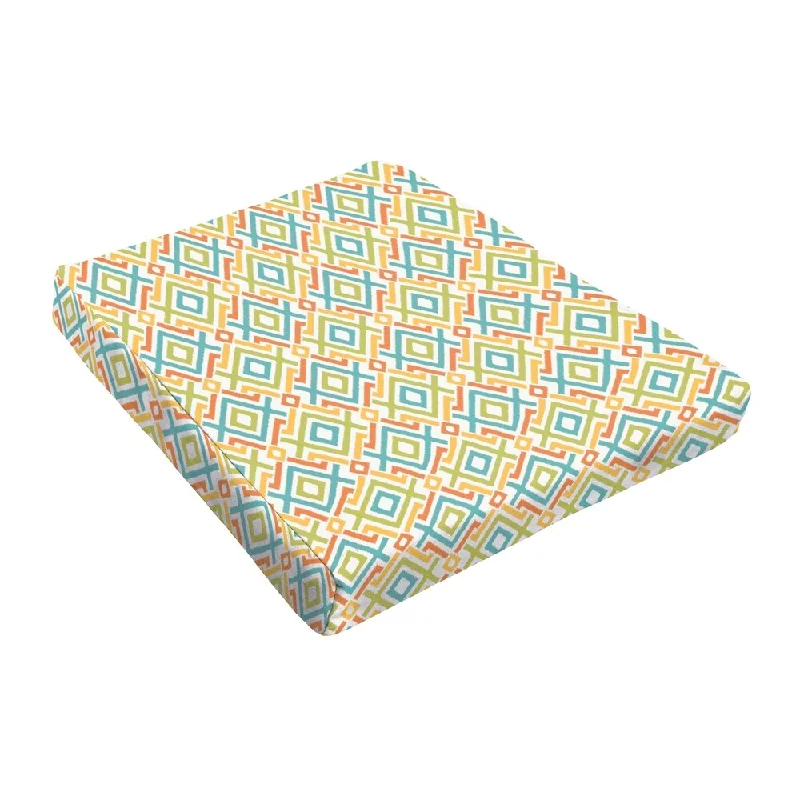 Price Reduction Sloane Blue Green Geometric Outdoor Tapered Chair Cushion