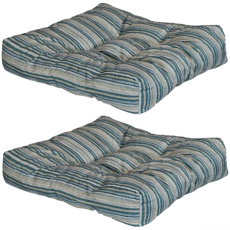 Time-Limited Offer Square Tufted Outdoor Seat Cushion in Neutral Stripe