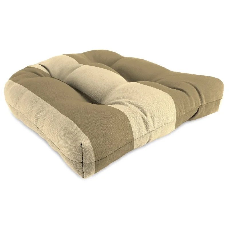 New Markdowns Sunbrella 18" x 18" Sand Stripe Contoured Outdoor Wicker Seat Cushion - 18'' L x 18'' W x 4'' H New Markdowns Sunbrella 18" x 18" Sand Stripe Contoured Outdoor Wicker Seat Cushion - 18'' L x 18'' W x 4'' H