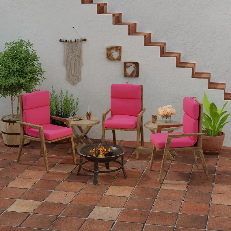 Hot Deal Sunbrella 22" x 44" Pink Solid Outdoor Chair Cushion with Ties and Loop - 44'' L x 22'' W x 4'' H Hot Deal Sunbrella 22" x 44" Pink Solid Outdoor Chair Cushion with Ties and Loop - 44'' L x 22'' W x 4'' H