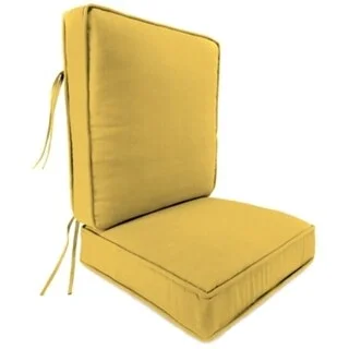 Loyalty Reward Sunbrella 22" x 45" Yellow Solid Outdoor Deep Seat Chair Cushion Set with Ties