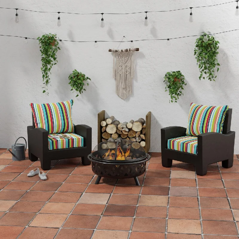 New Deals Sunbrella 24" x 47" Multicolor Stripe Outdoor Deep Seat Cushion Set with Welt - 46.5'' L x 24'' W x 6'' H New Deals Sunbrella 24" x 47" Multicolor Stripe Outdoor Deep Seat Cushion Set with Welt - 46.5'' L x 24'' W x 6'' H