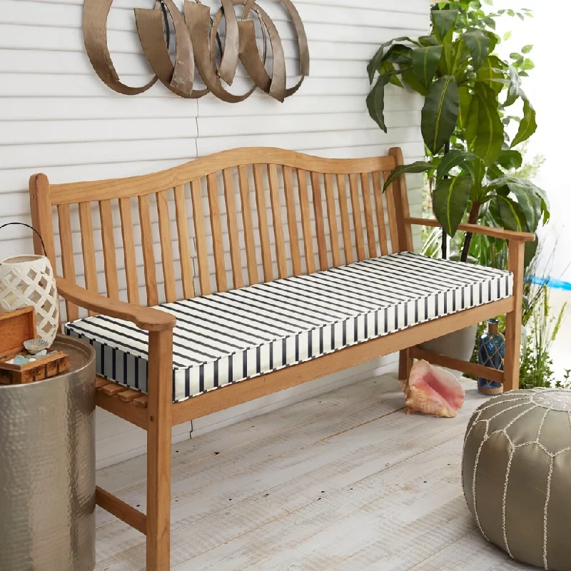Price Cut Sunbrella Blue White Stripe Indoor/Outdoor Bench Cushion 55" to 60", Corded Price Cut Sunbrella Blue White Stripe Indoor/Outdoor Bench Cushion 55" to 60", Corded