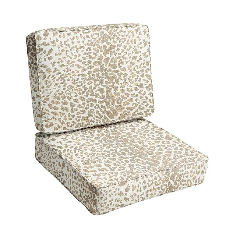 Can't Miss Sunbrella Tan Leopard Indoor/Outdoor Deep Seating Cushion Set, Corded