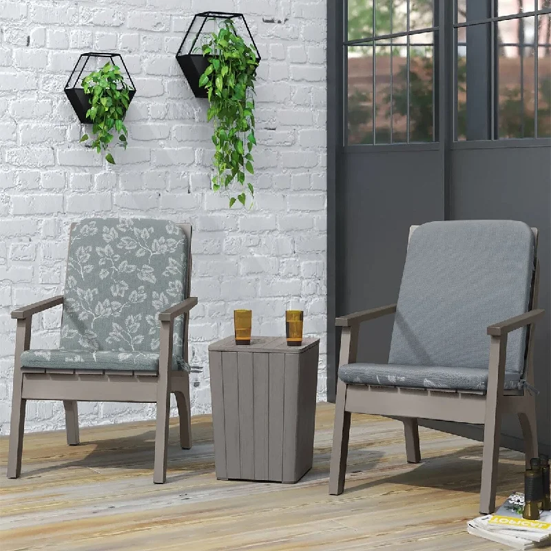 Can't Miss Sunny Citrus Outdoor Leaf Print High Back Cushion 22 x 44 in Grey - 22" x 44" x 2.75"