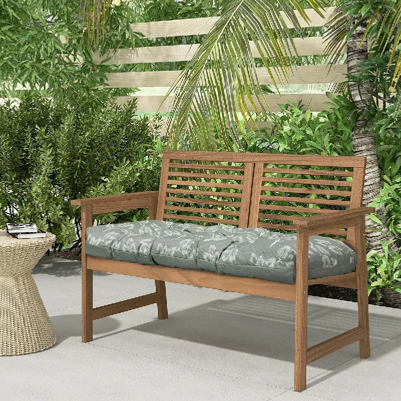 Inventory Reduction Sunny Citrus Outdoor Leaf Print Wicker Settee Cushion 44 x 19 in Grey - 19" x 44" x 5" Inventory Reduction Sunny Citrus Outdoor Leaf Print Wicker Settee Cushion 44 x 19 in Grey - 19" x 44" x 5"