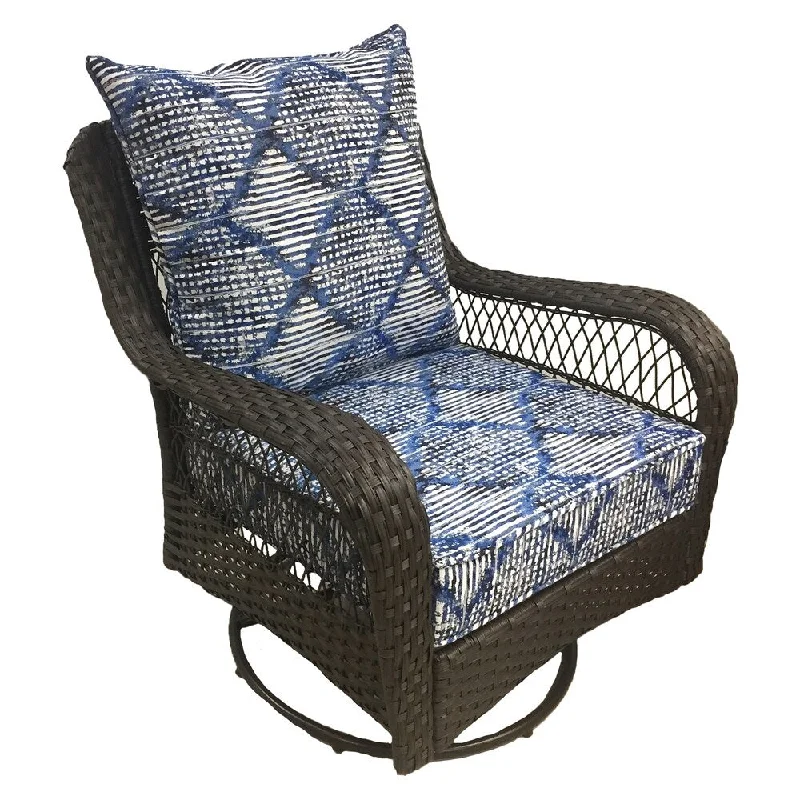 Super Deal Suntastic O'Shiboru Blue and White Indoor/Outdoor Deep Seat and Back Cushion Set (Chair Not Included)