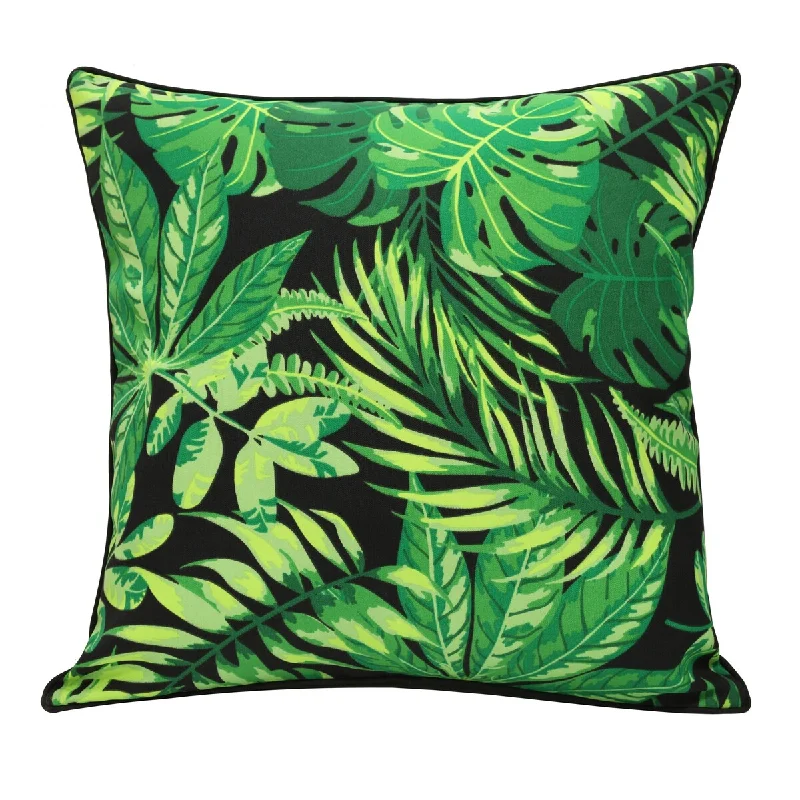 Overstock Sale Tropical Foliage Cushion 24" x 24" in Black - 24" x 24"