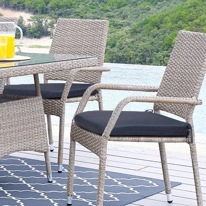 Closeout Urban Chic Outdoor Solid Textured Arm Chair Cushion 18 x 19 in Navy - 18" x 19" x 2.75"