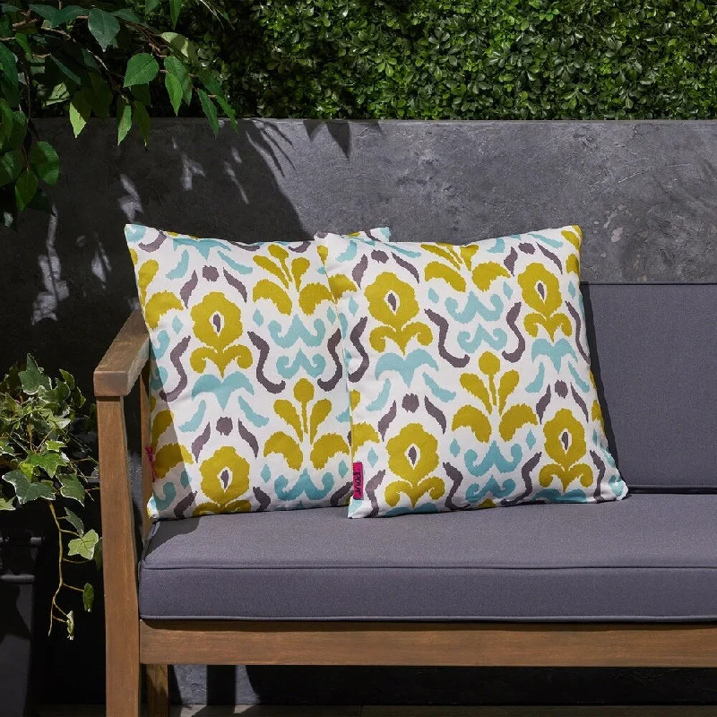 Closeout Sale Yellow Flower Outdoor 17.75" Square Cushion (Set of 2)by Christopher Knight Home Closeout Sale Yellow Flower Outdoor 17.75" Square Cushion (Set of 2)by Christopher Knight Home